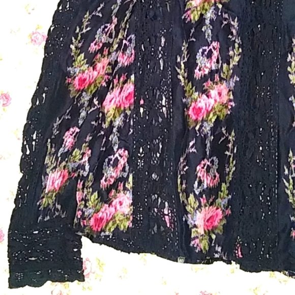 Loveshackfancy Jacque silk floral blouse top Dolce floral crochet lace XS - Picture 15 of 17